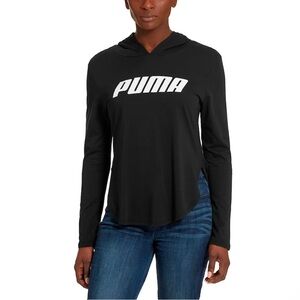 Puma Women’s Black Long Sleeve Light Hooded Shirt Large
